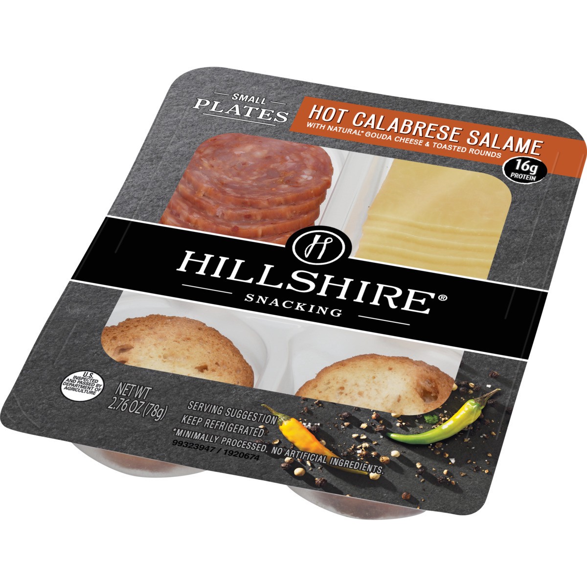 slide 4 of 5, Hillshire Snacking Small Plates, Hot Calabrese Salame Deli Lunch Meat with Gouda Cheese, 2.76 oz, 2.76 oz