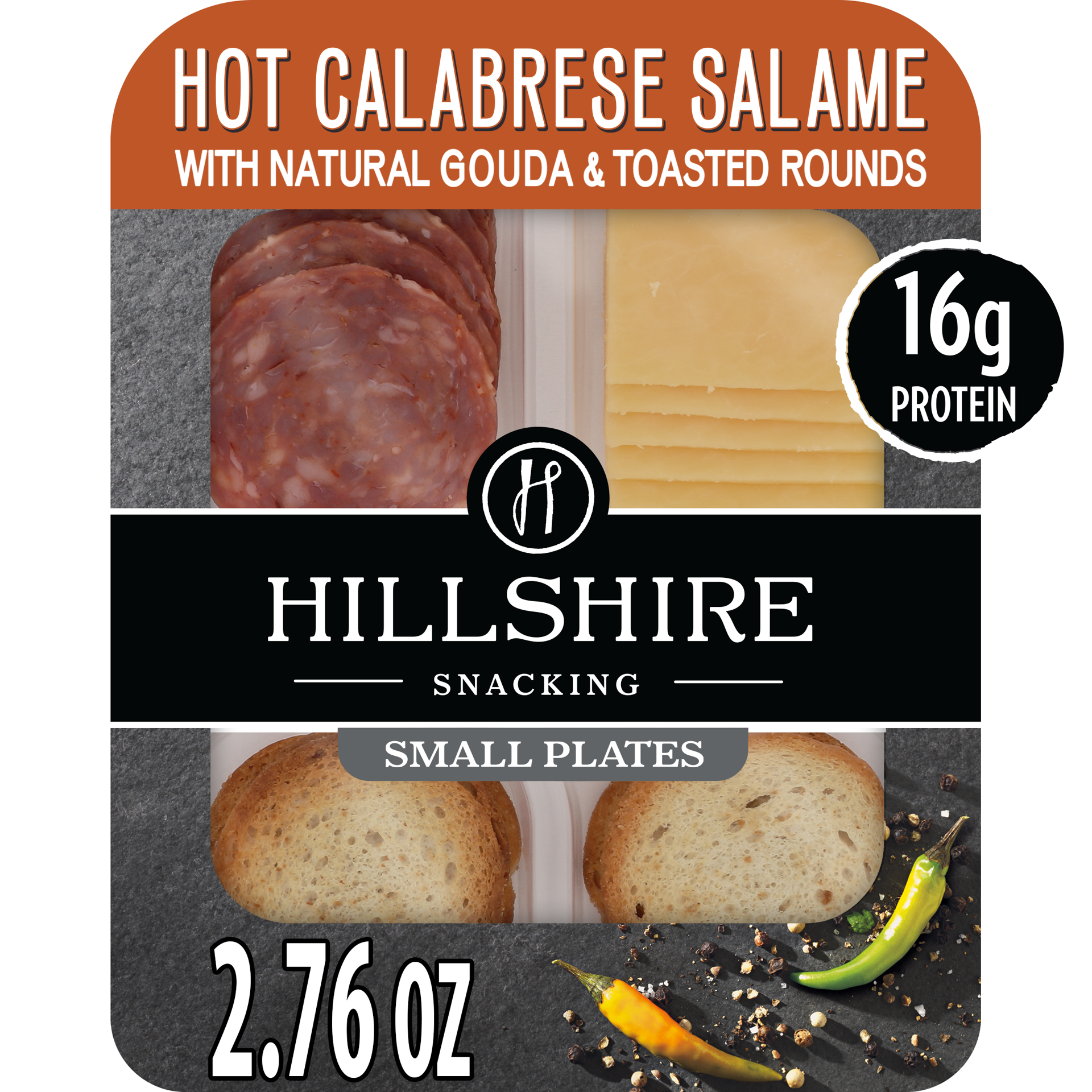 slide 1 of 5, Hillshire Snacking Small Plates, Hot Calabrese Salame Deli Lunch Meat with Gouda Cheese, 2.76 oz, 2.76 oz