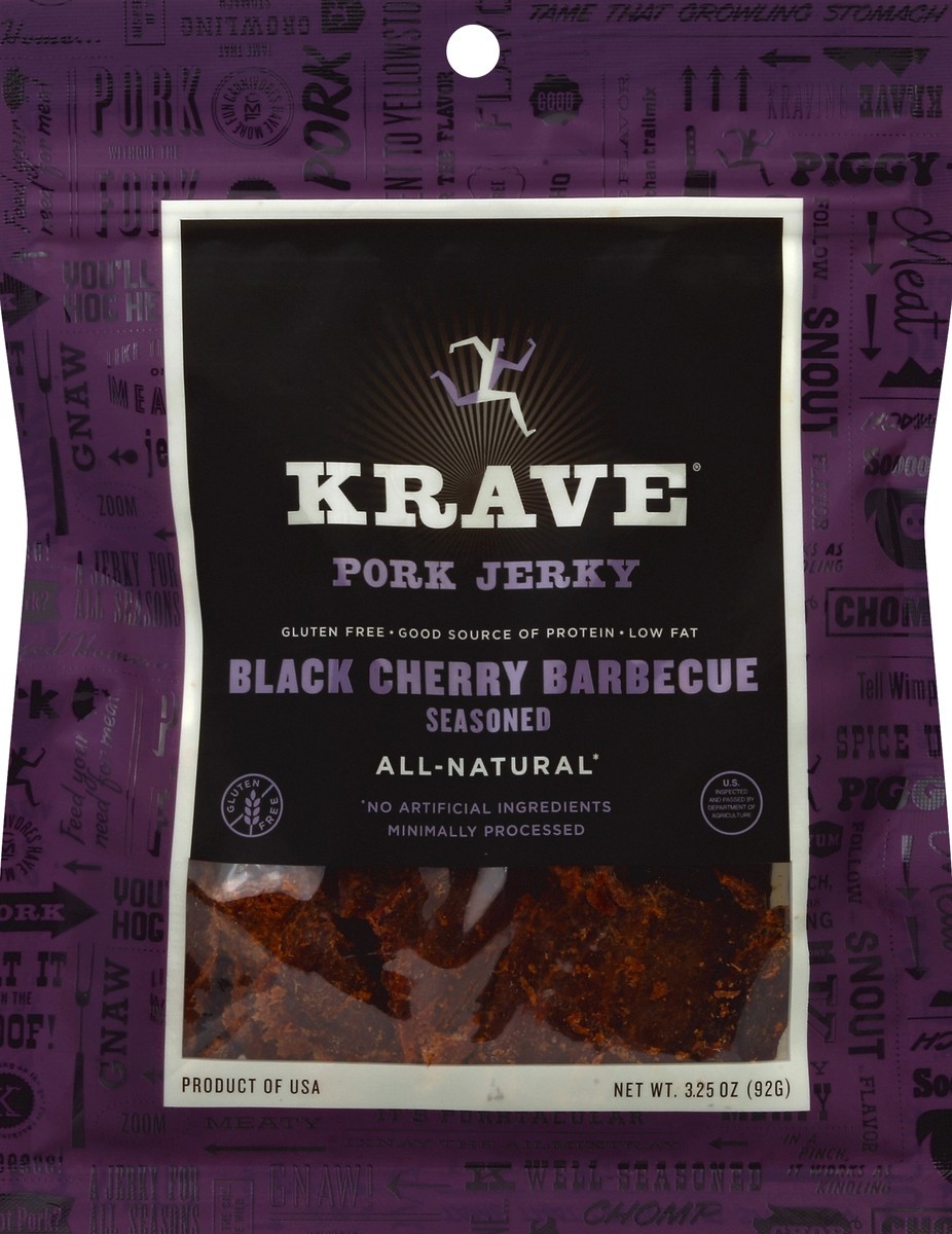 slide 3 of 3, Krave Black Cherry Barbecue Pork Jerky, 3.25 oz