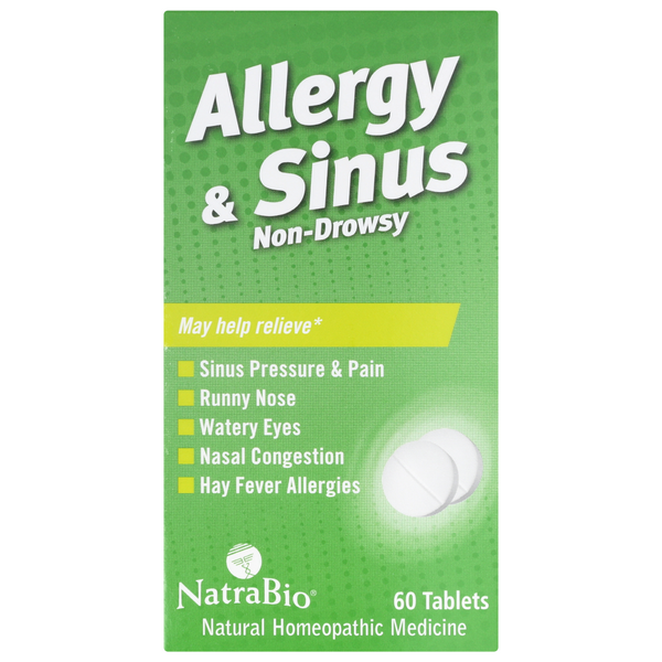 slide 1 of 1, NatraBio Allergy & Sinus Tablets, 60 ct