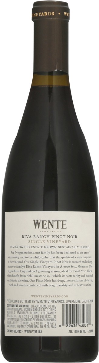 slide 9 of 9, Wente Vineyards Pinot Noir 750.0 ml, 750 ml