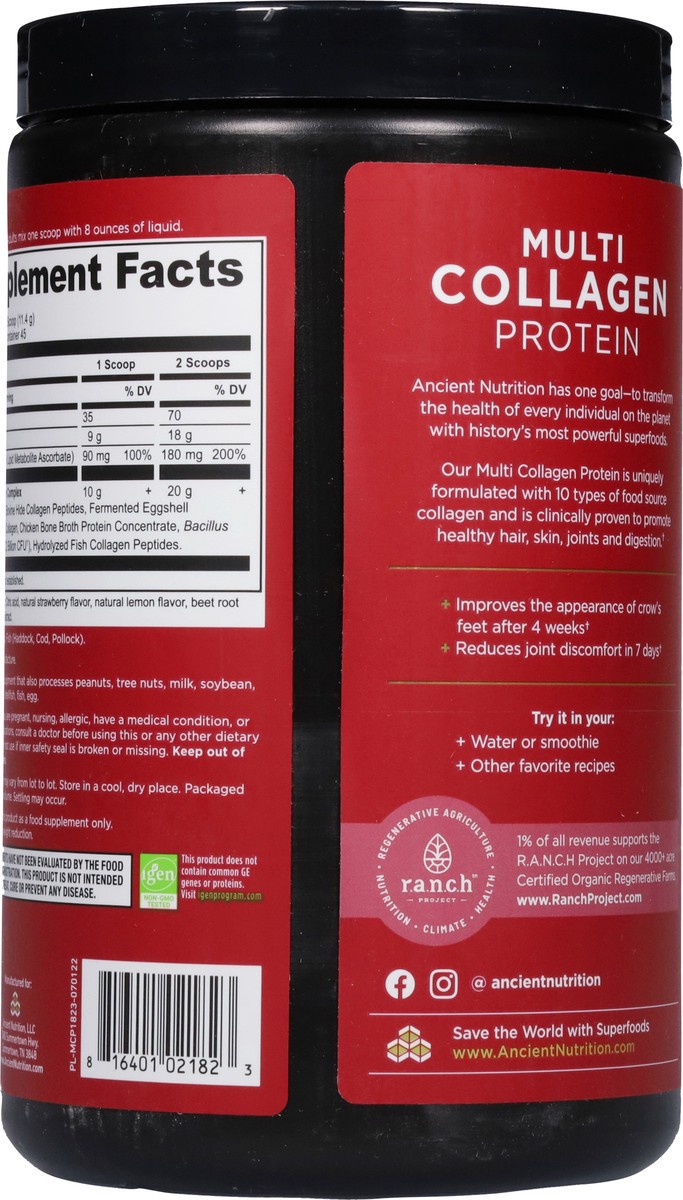 slide 13 of 13, Ancient Nutrition Multi Collagen Protein Powder Strawberry Lemonade Flavor, 18.9 oz