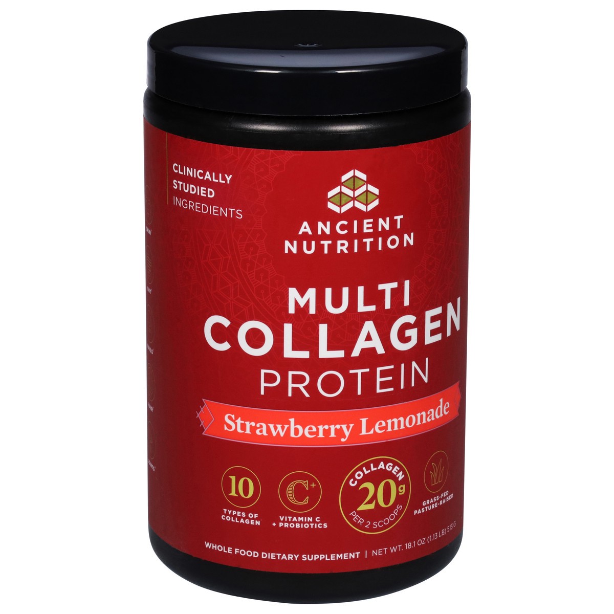 slide 5 of 13, Ancient Nutrition Multi Collagen Protein Powder Strawberry Lemonade Flavor, 18.9 oz