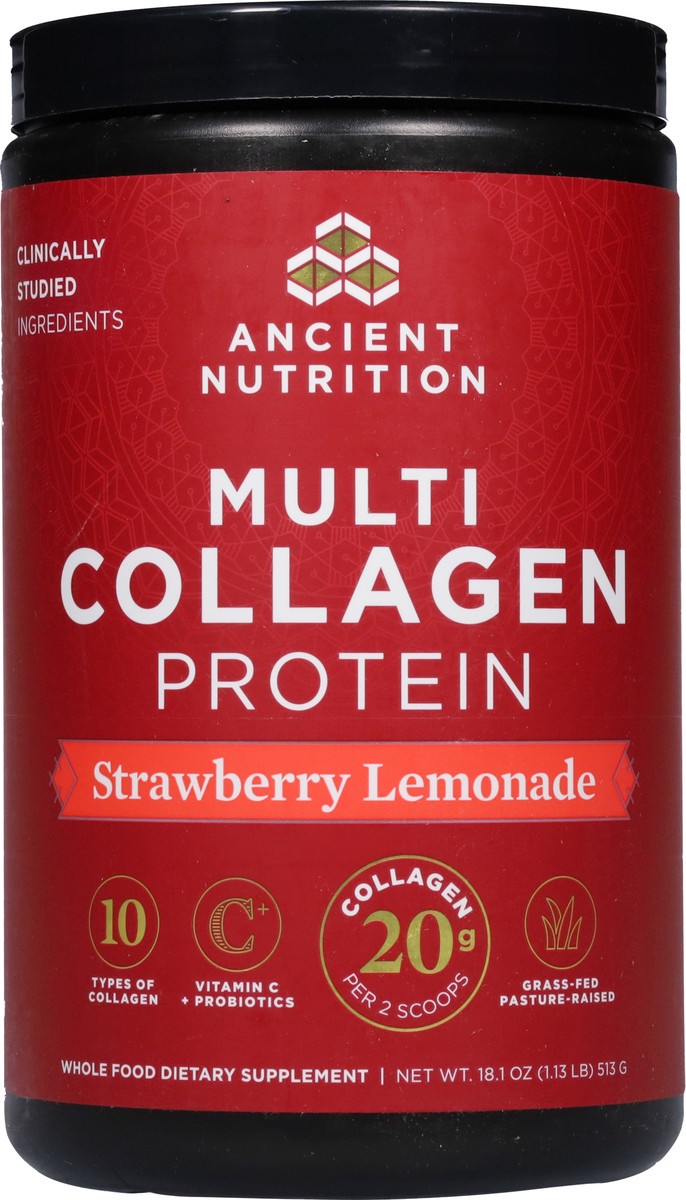 slide 9 of 13, Ancient Nutrition Multi Collagen Protein Powder Strawberry Lemonade Flavor, 18.9 oz
