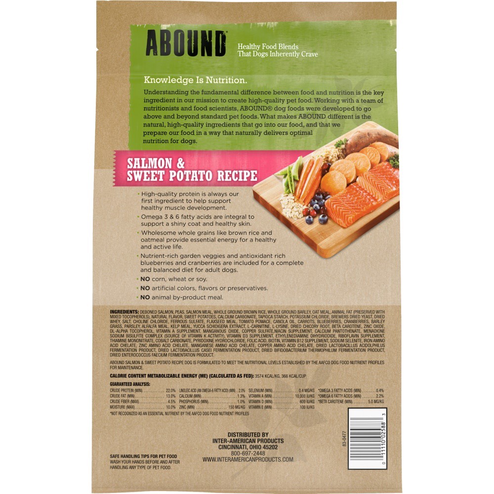 slide 3 of 5, Abound Salmon Sweet Potato Recipe Dog Food, 4 lb
