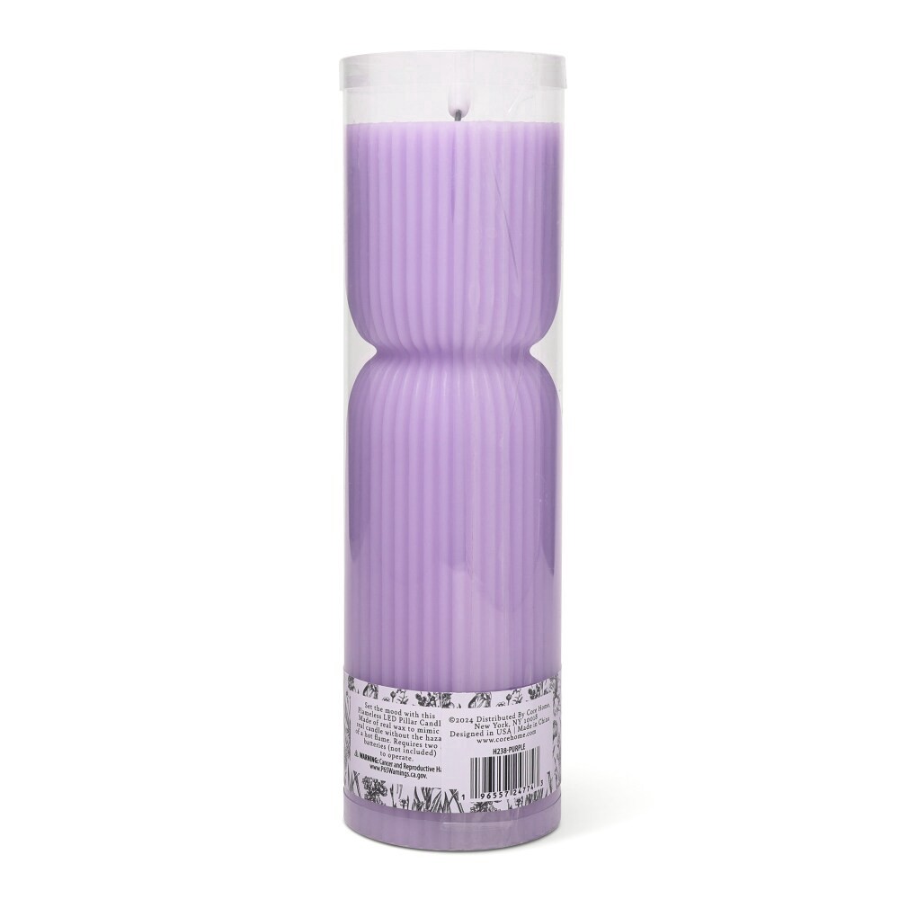 slide 2 of 2, Core Home™ Large Flameless LED Pillar Wax Candle - Purple, 1 ct