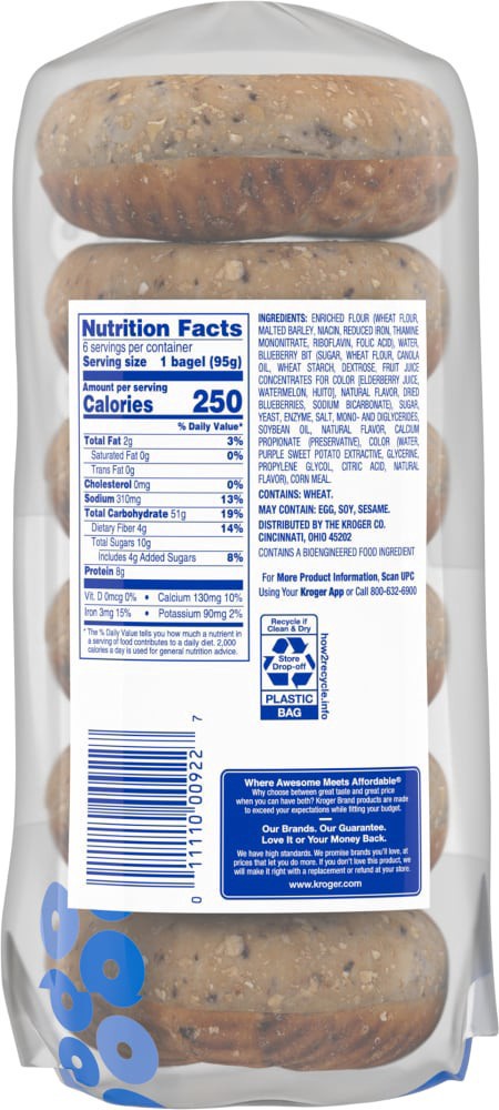 slide 2 of 6, KrogerBlueberry Bagels, 20 oz