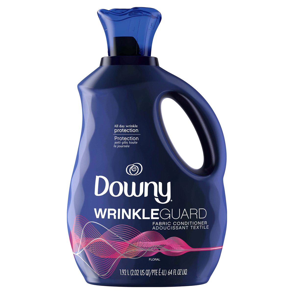 slide 1 of 3, Downy WrinkleGuard Liquid Fabric Softener and Conditioner, Floral Bottle, 64 oz