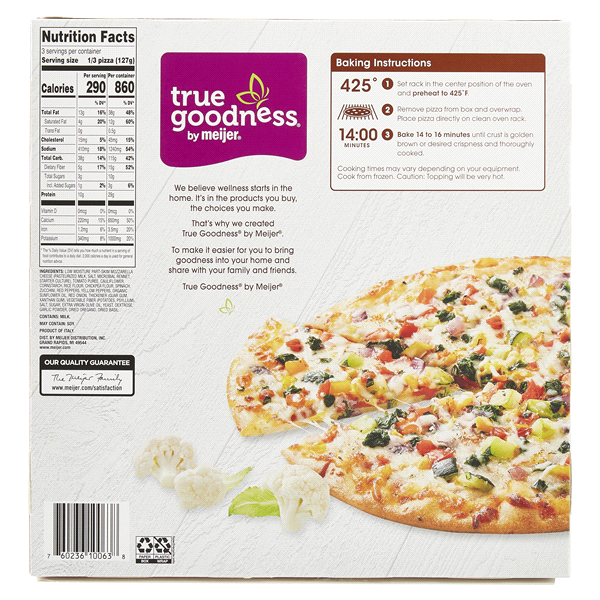 slide 22 of 29, True Goodness Cauliflower Crust Veggie Pizza, 13.4 oz