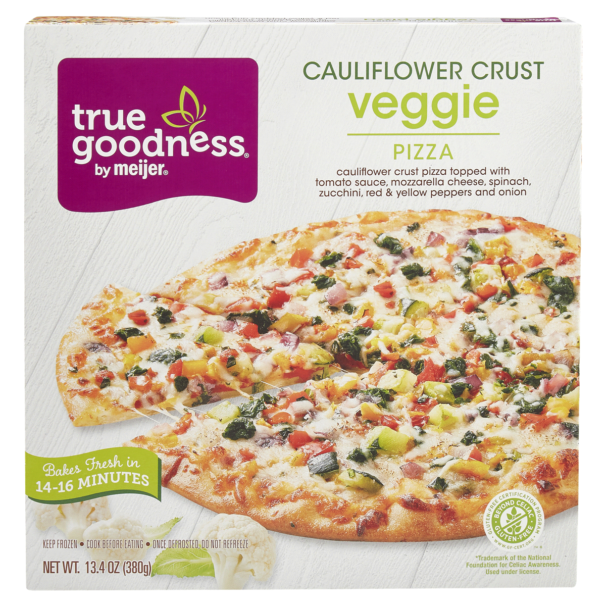 slide 1 of 29, True Goodness Cauliflower Crust Veggie Pizza, 13.4 oz