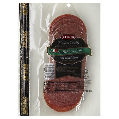 slide 1 of 1, H-E-B Delicatessen Foods Hard Salami Sliced, 1 ct