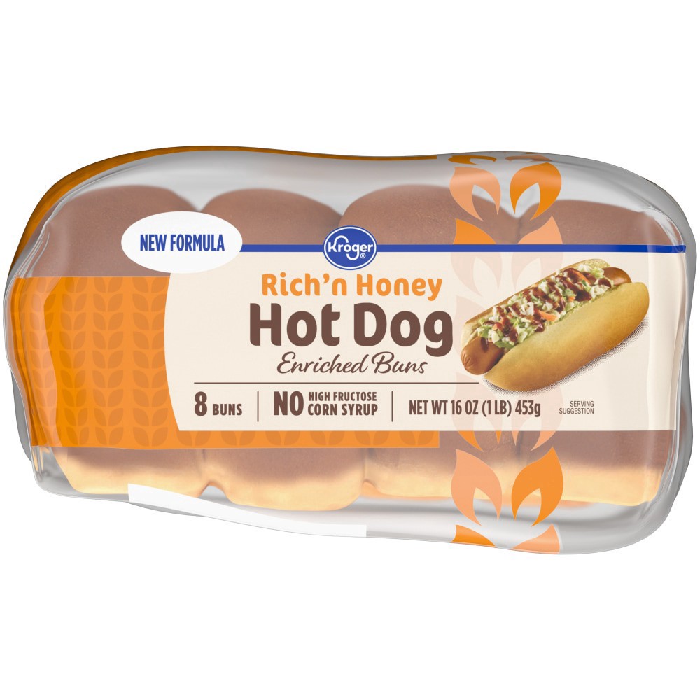 slide 2 of 4, Kroger Rich'N Honey Enriched Hot Dog Buns, 8 ct; 16 oz