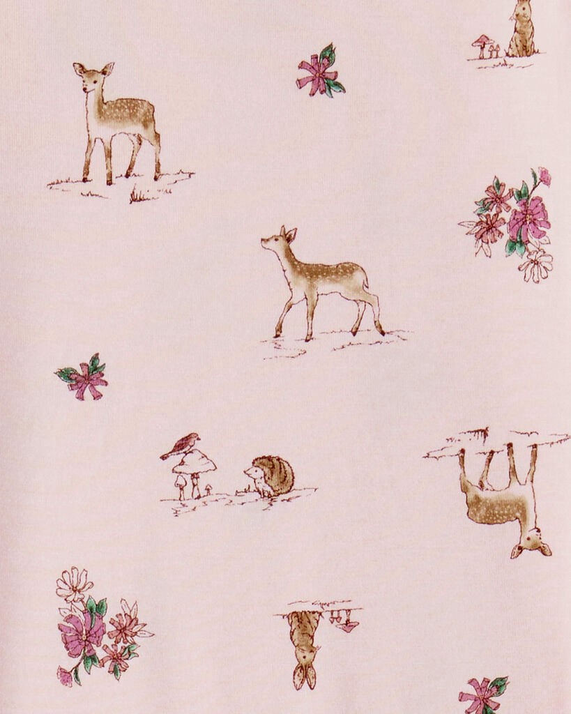 slide 3 of 3, Carter's Carters Girls Deer & Floral Print PurelySoft Long-Sleeve 2-Piece Pajamas - Pink Pink 10, 2 pc