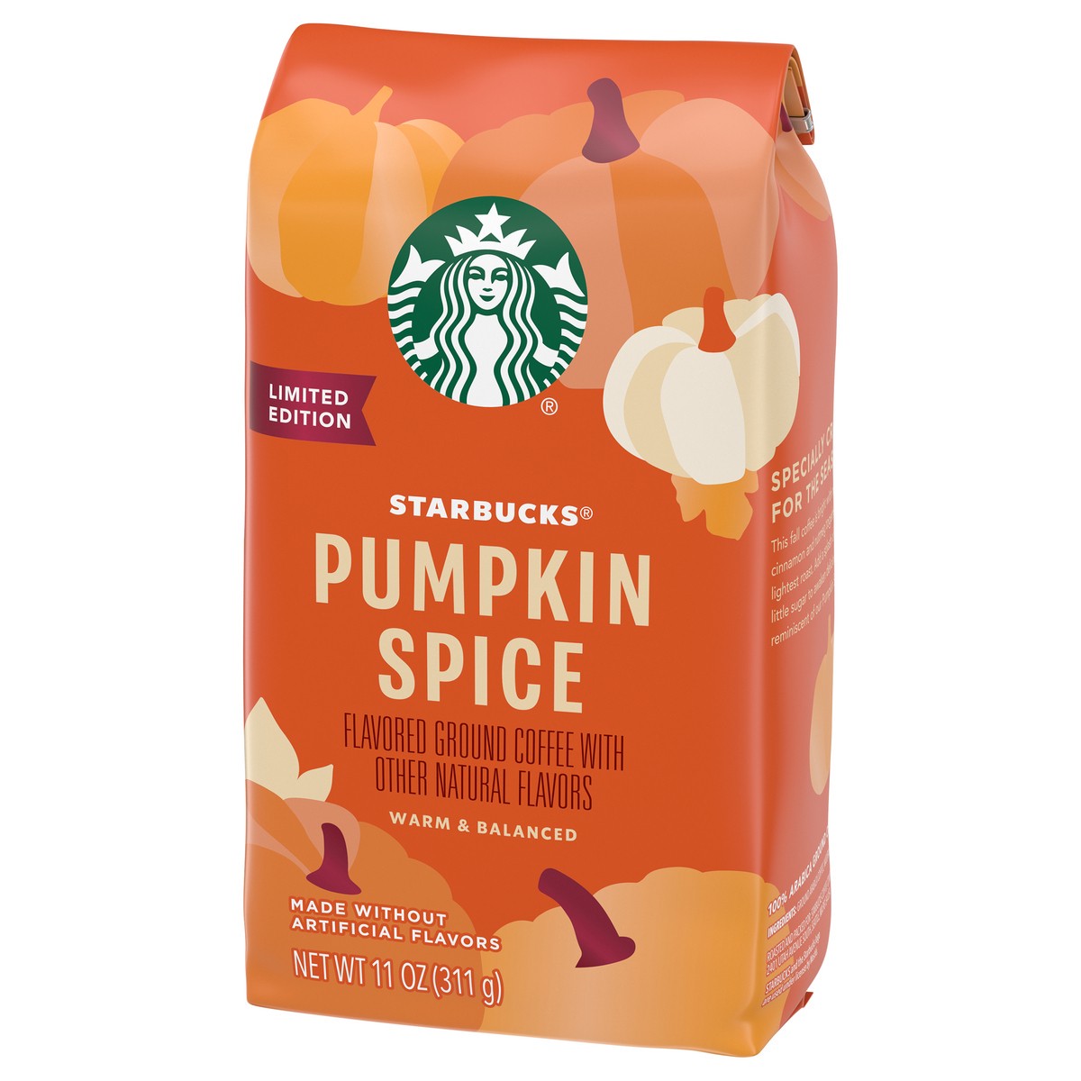 slide 3 of 9, Starbucks Ground Coffee, Pumpkin Spice Naturally Flavored Coffee, 100% Arabica, Limited Edition, 1 Bag (11 Oz), 11 oz