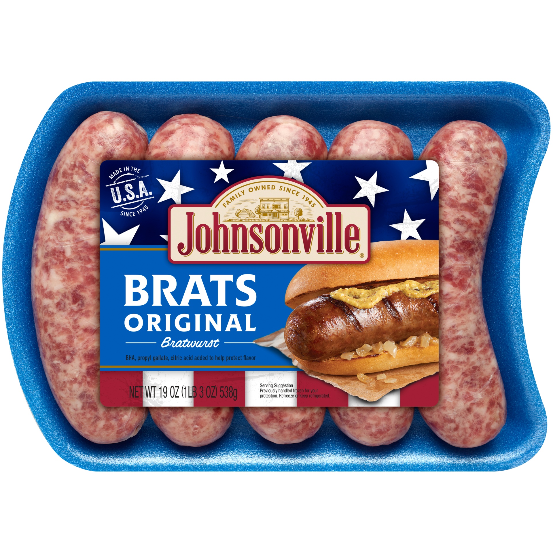 slide 2 of 3, Johnsonville Bratwurst, 19.76 oz