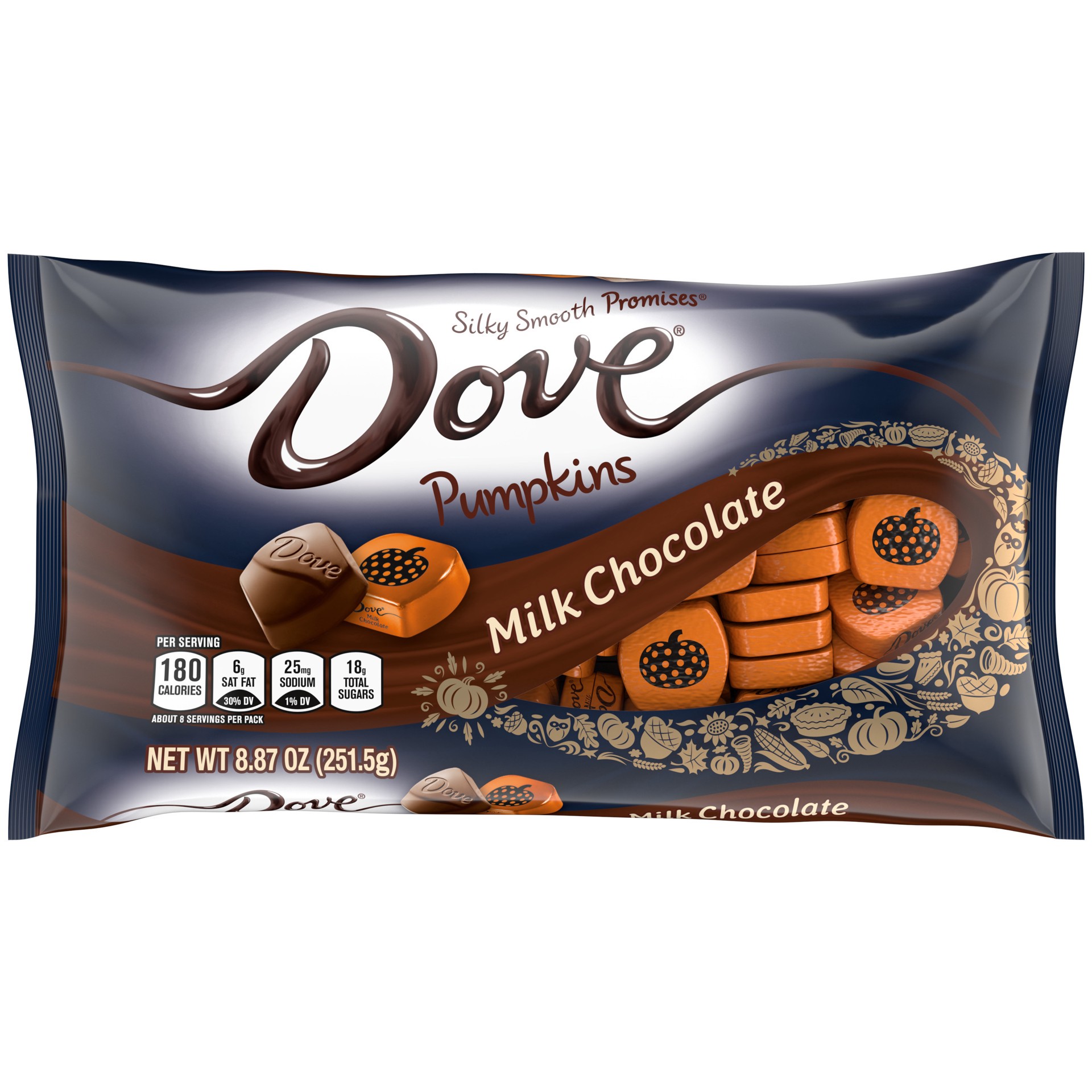 slide 1 of 8, DOVE PROMISES Milk Chocolate Pumpkins Fall Halloween Candy, 8.87oz, 8.87 oz