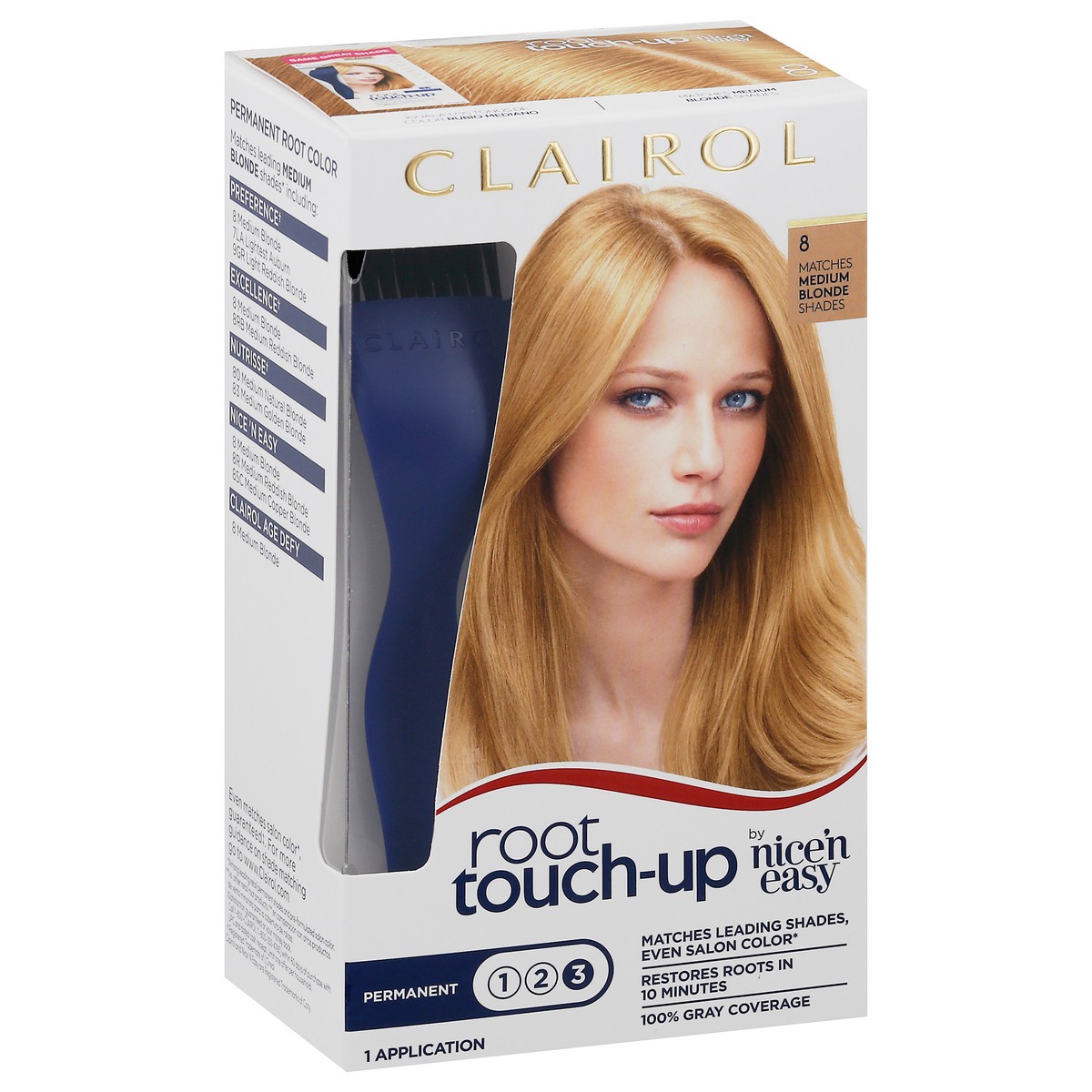 slide 7 of 12, Root Touch-Up Clairol Root Touch-up Permanent 8 Medium Blonde Hair Color, 1 ct