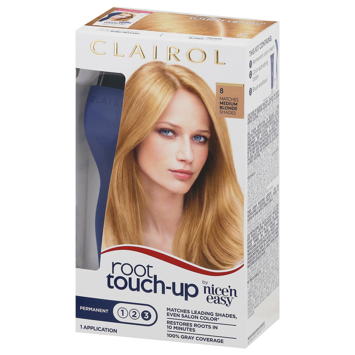 slide 3 of 12, Root Touch-Up Clairol Root Touch-up Permanent 8 Medium Blonde Hair Color, 1 ct
