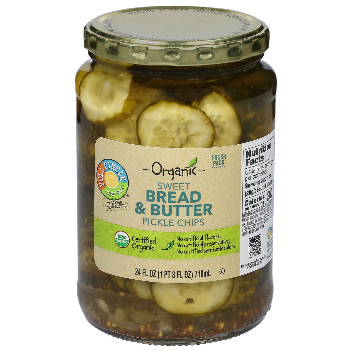 slide 3 of 4, Full Circle Market Organic Sweet Bread & Butter Pickle Chips 24 fl oz, 24 fl oz