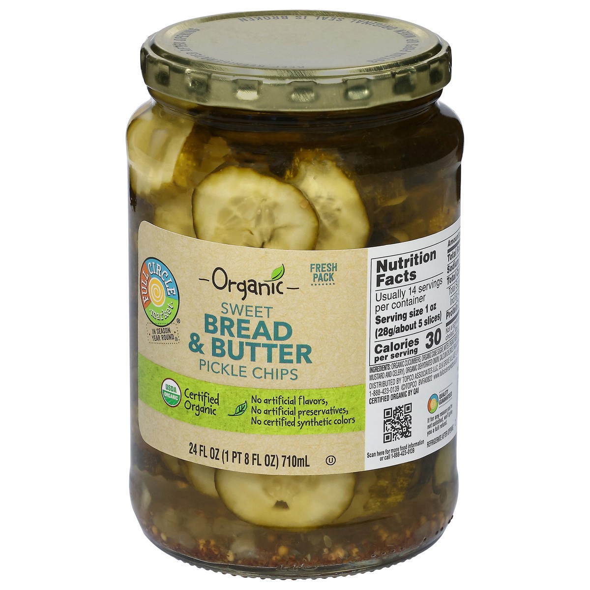 slide 4 of 4, Full Circle Market Organic Sweet Bread & Butter Pickle Chips 24 fl oz, 24 fl oz