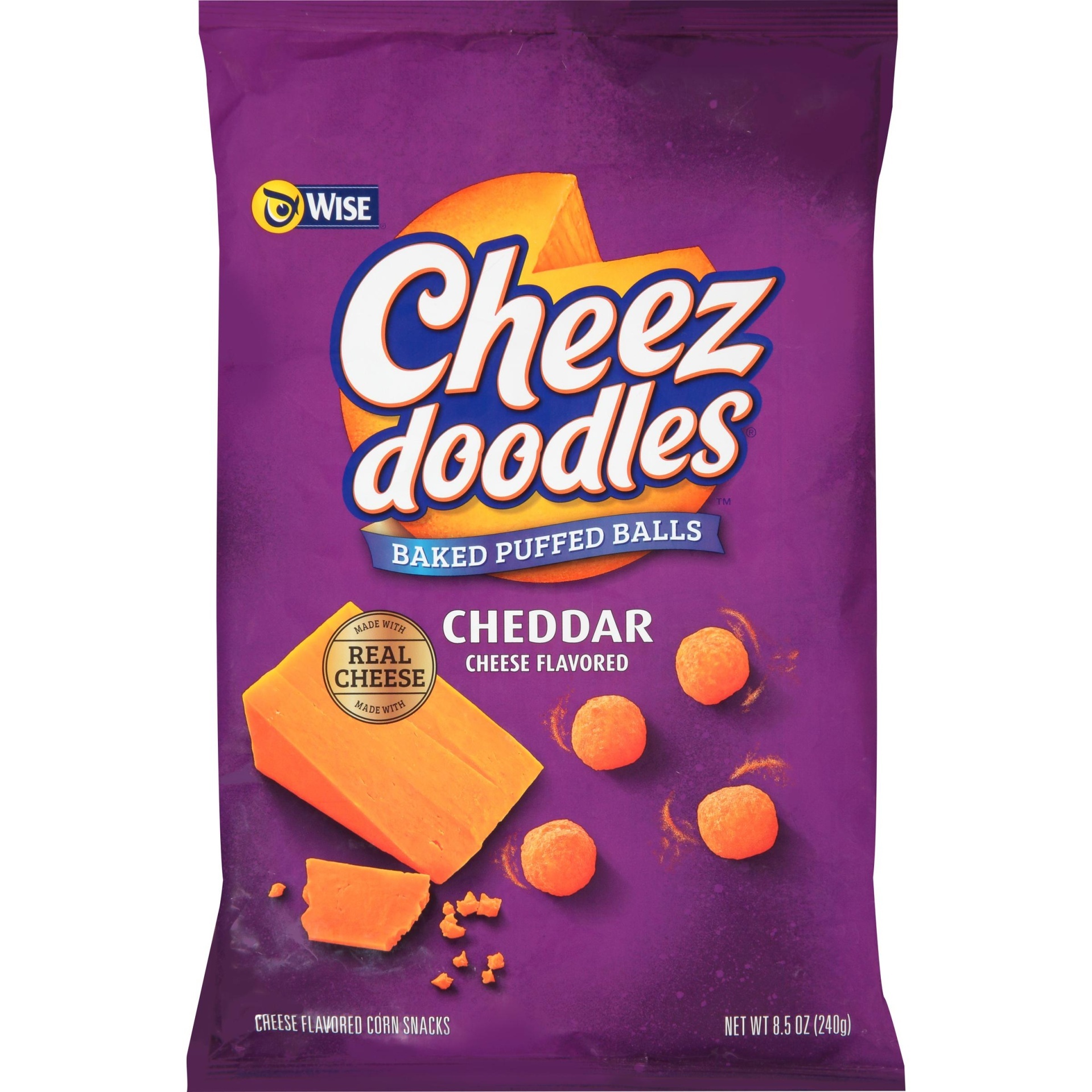 slide 1 of 1, Wise Cheez Doodles Puffed Balls, 8 oz