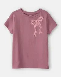 Carter's Girls Lace Bow Short-Sleeve Graphic Tee - Pink Blush XS