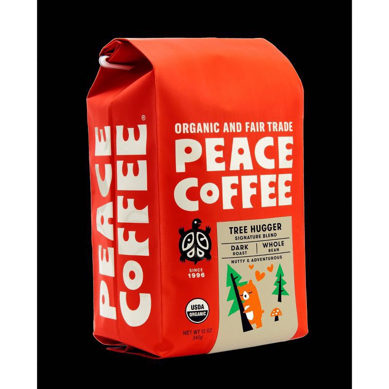 slide 3 of 6, Peace Coffee Whole Bean Dark Roast Tree Hugger Coffee 12 oz, 12 oz