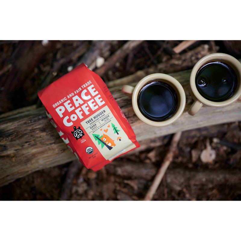 slide 2 of 6, Peace Coffee Whole Bean Dark Roast Tree Hugger Coffee 12 oz, 12 oz