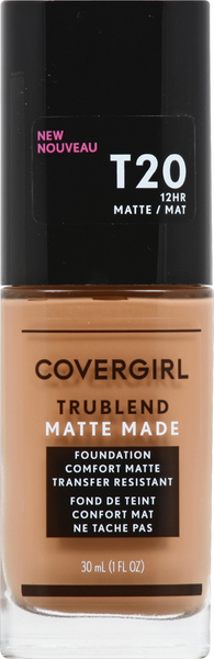 slide 1 of 1, Covergirl Foundation, Comfort Matte, Transfer Resistant, Soft Honey, T20, 30 ml