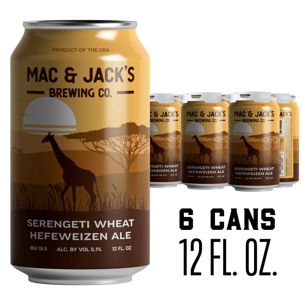 slide 5 of 5, Mac & Jack's Brewing Company Serengeti Wheat Hefeweizen Ale Craft Beer, 6 ct; 12 fl oz