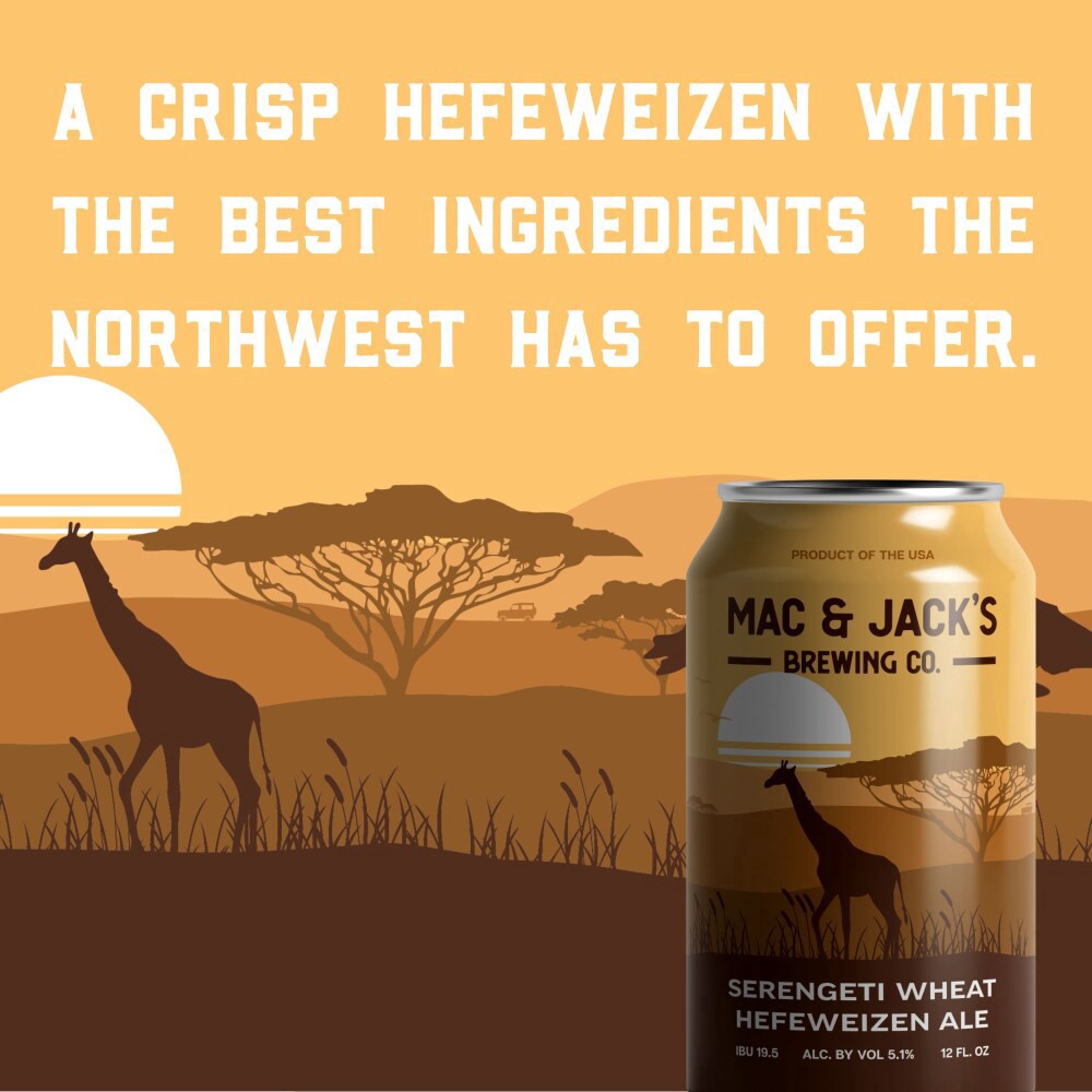 slide 2 of 5, Mac & Jack's Brewing Company Serengeti Wheat Hefeweizen Ale Craft Beer, 6 ct; 12 fl oz