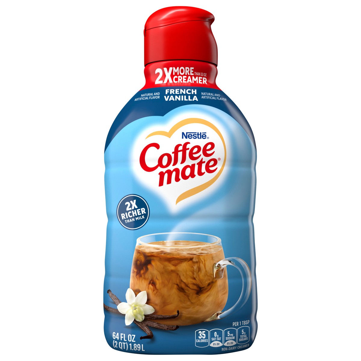 slide 1 of 7, Coffee mate French Vanilla Liquid Coffee Creamer, 64 oz