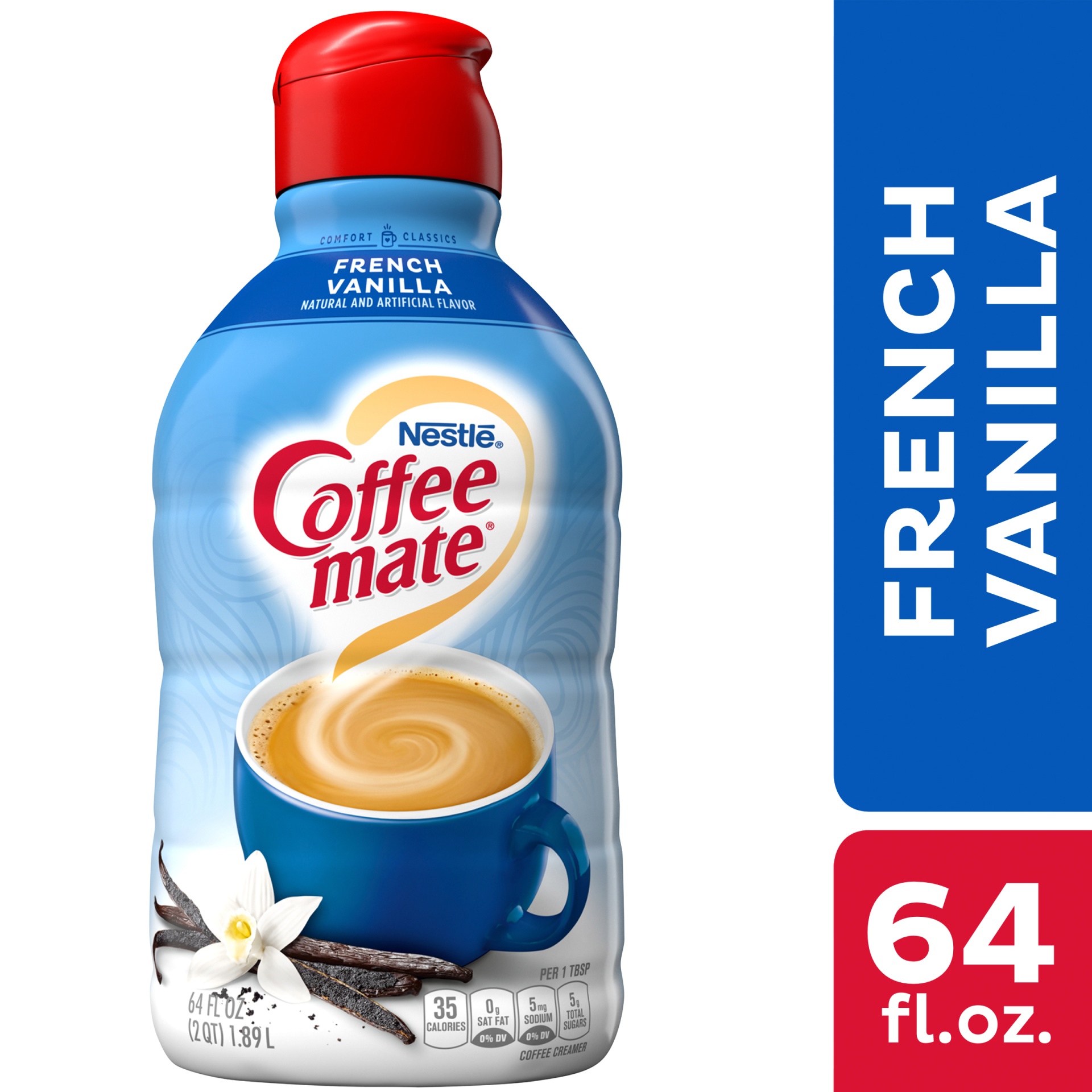 slide 1 of 13, Coffee-Mate French Vanilla Coffee Creamer, 64 oz