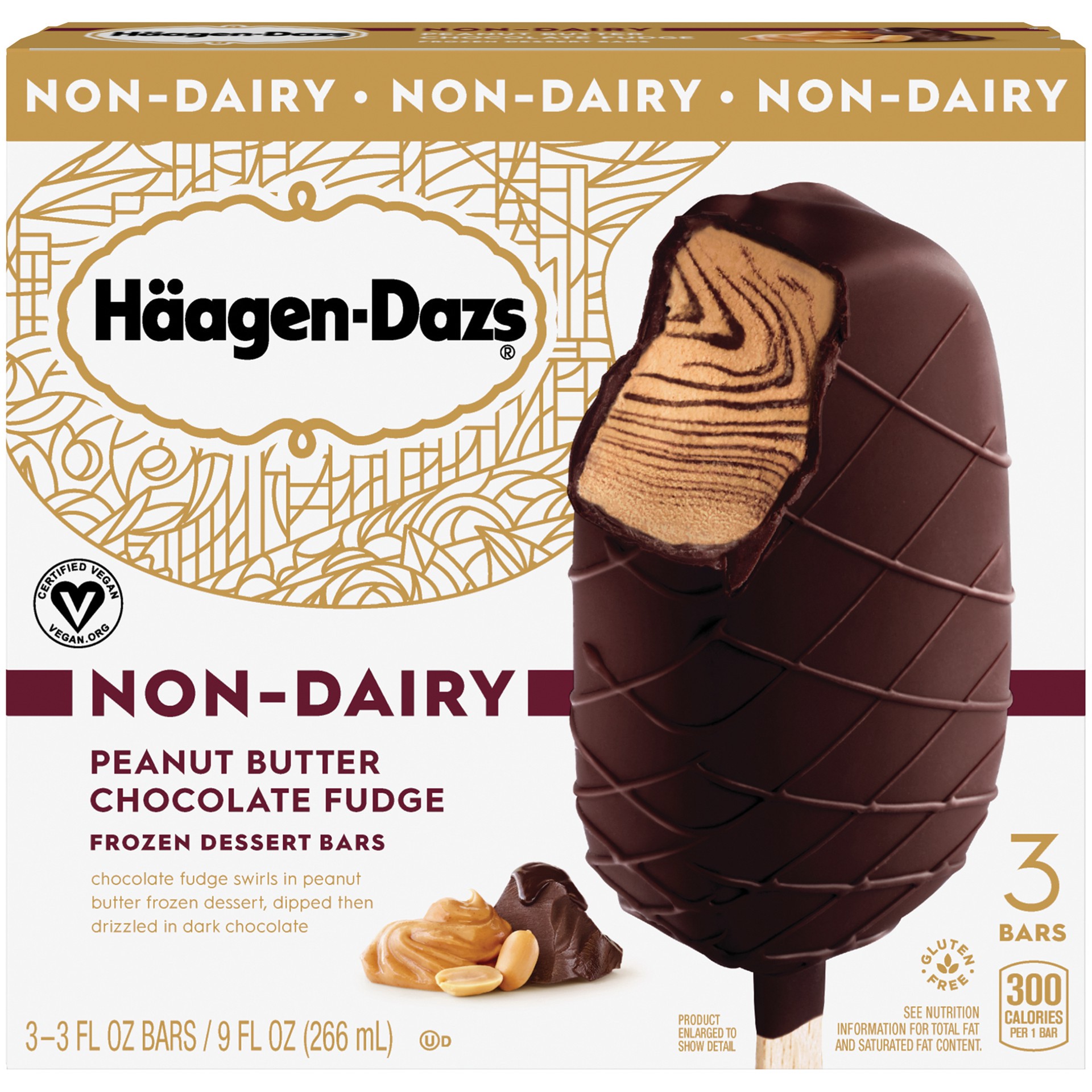 slide 1 of 2, Häagen-Dazs Peanut Butter Chocolate Fudge Non-Dairy Frozen Dessert Bars, 3 ct