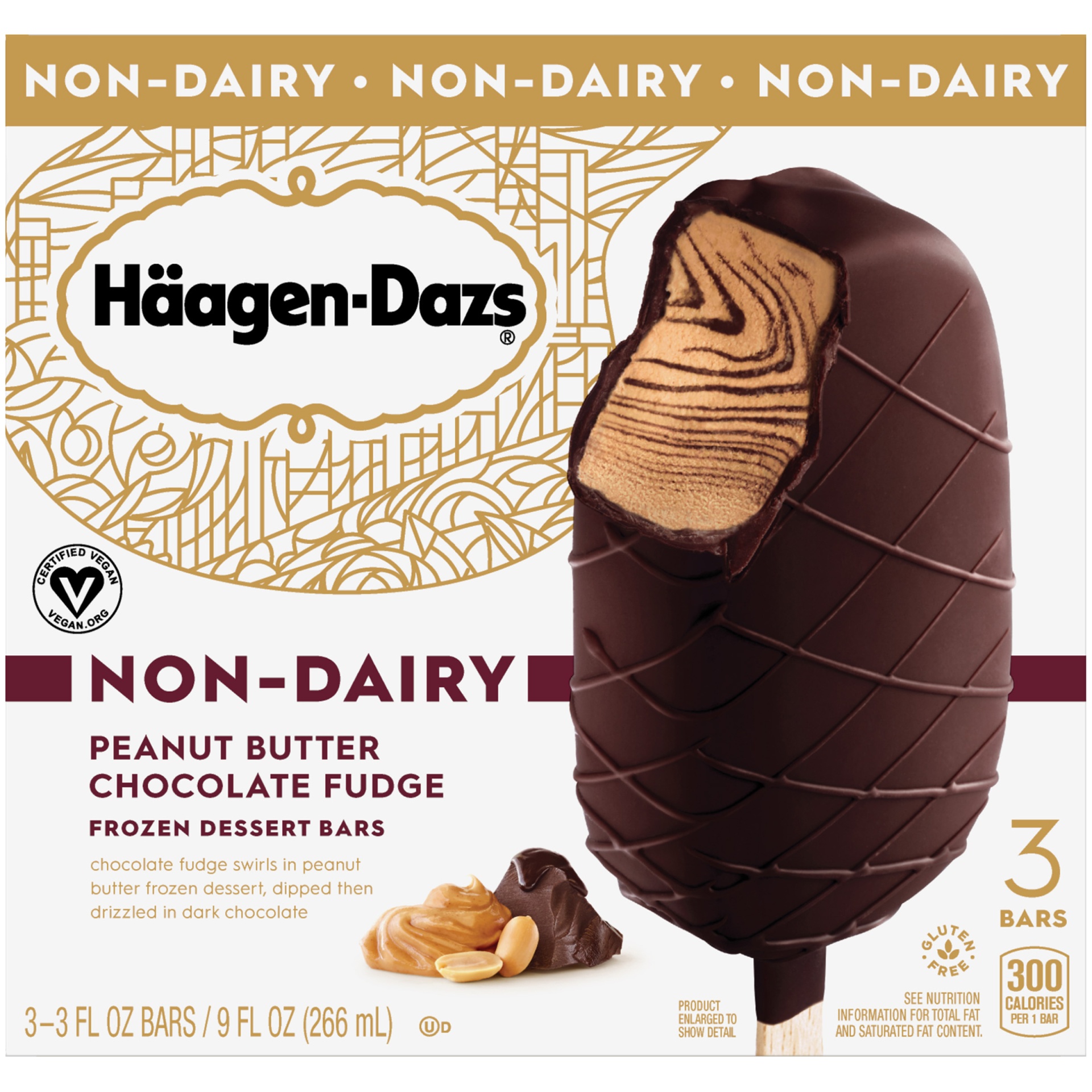 slide 1 of 6, Häagen-Dazs Non Dairy Peanut Butter Dark Chocolate Frozen Dessert Bars, 3 ct