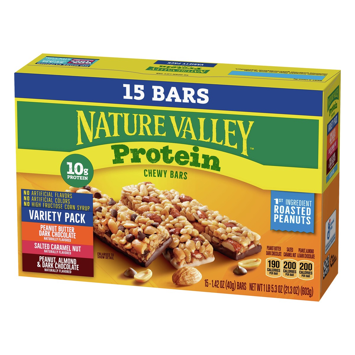 slide 3 of 11, Nature Valley Protein Granola Bars, Snack Variety Pack, Chewy Bars, 15 ct, 21.3 OZ, 15 ct