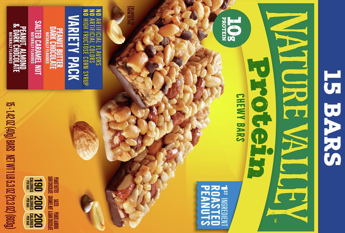 slide 10 of 11, Nature Valley Protein Granola Bars, Snack Variety Pack, Chewy Bars, 15 ct, 21.3 OZ, 15 ct