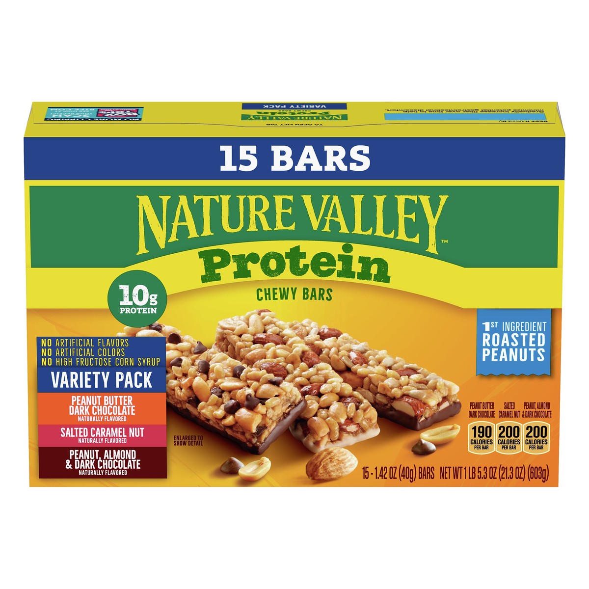 slide 11 of 11, Nature Valley Protein Granola Bars, Snack Variety Pack, Chewy Bars, 15 ct, 21.3 OZ, 15 ct