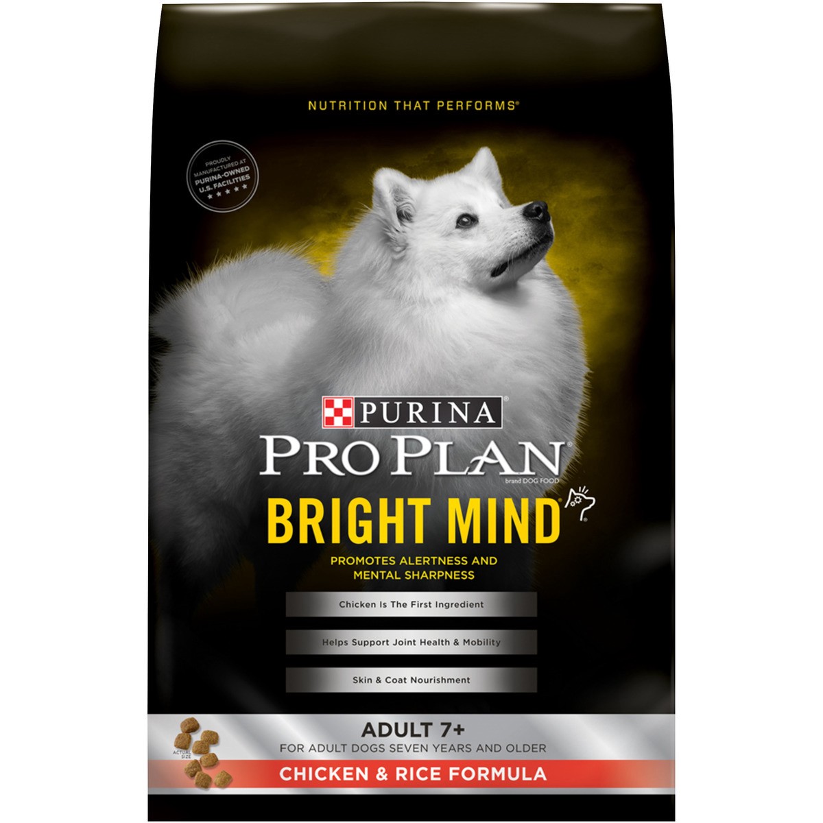 slide 1 of 7, Purina Pro Plan Senior Adult 7+ Bright Mind Dry Dog Food, Chicken & Rice Formula, 5 lb