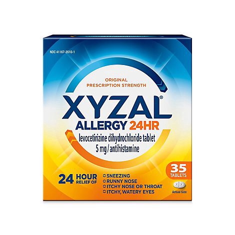 slide 1 of 1, Xyzal 24hr Allergy Relief Medicine Prescription Strength - 35 Count, 35 ct