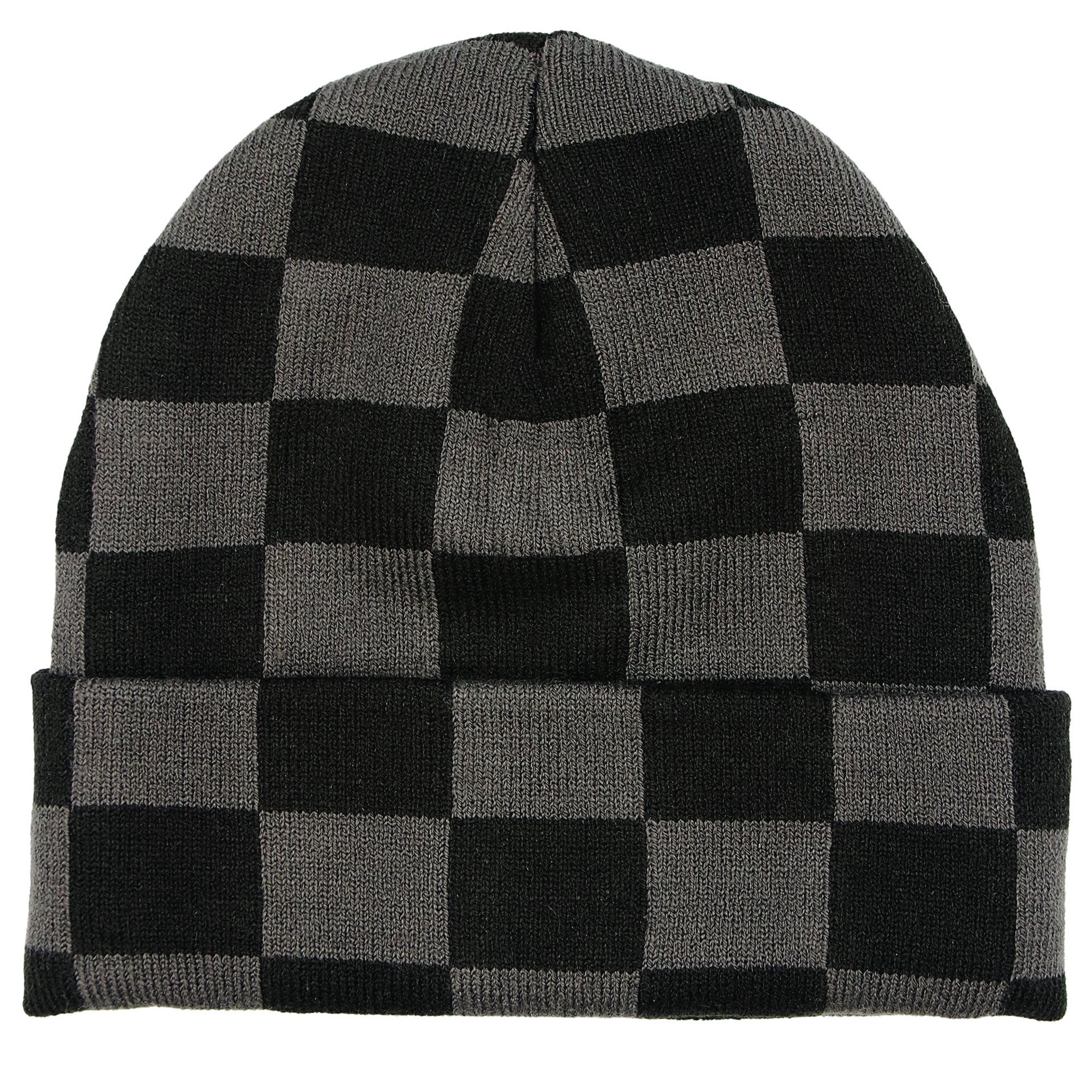 slide 1 of 1, ABG Accessories Adult Checkered Cuffed Beanie - Black, One Size