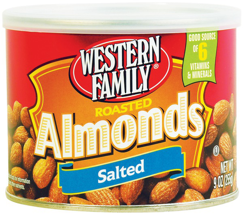 slide 1 of 1, Western Family Roasted Almonds Salted, 9 oz