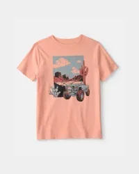 Carters Kid Mountain Truck Graphic Tee - Orange Coral XS