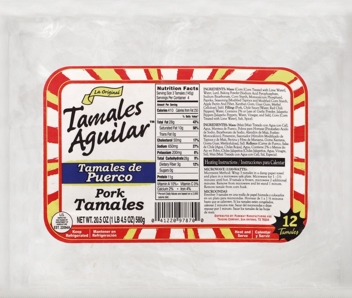 slide 1 of 7, Tamales Aguilar Pork Tamales, 12 ct