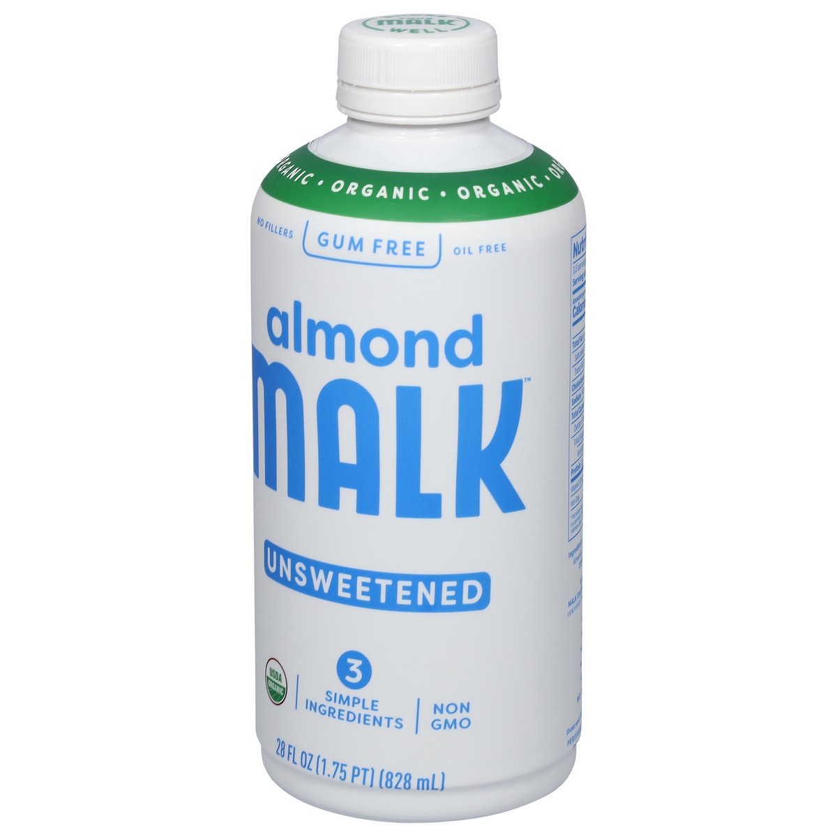 slide 2 of 11, MALK Unsweetened Almond, 28 fl oz