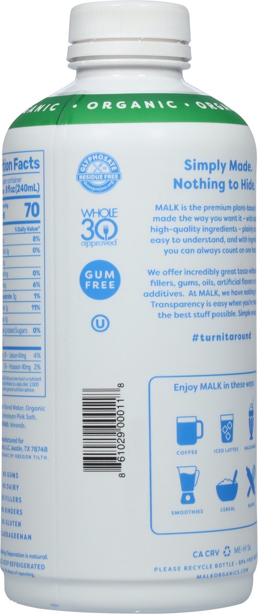 MALK Organic Unsweetened Almond MALK 28 fl oz 28 fl oz Shipt