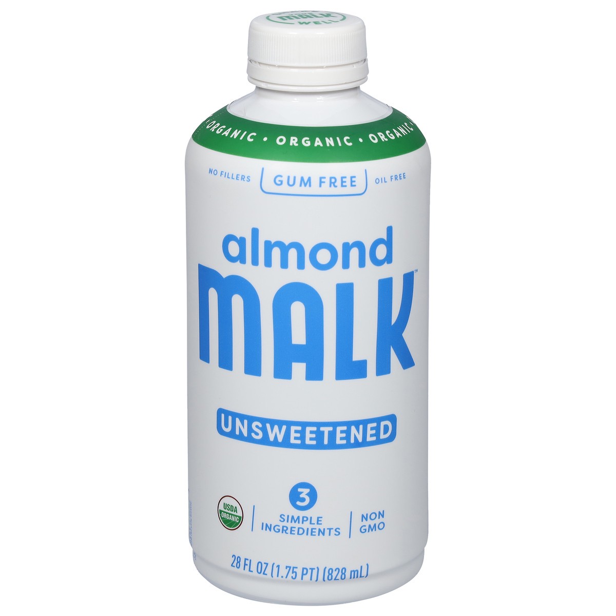slide 10 of 11, MALK Unsweetened Almond, 28 fl oz