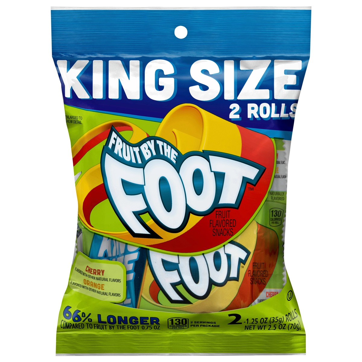 slide 1 of 1, Fruit by the Foot Orange and Cherry King Sized Rolls 2 Count, 2.5 oz