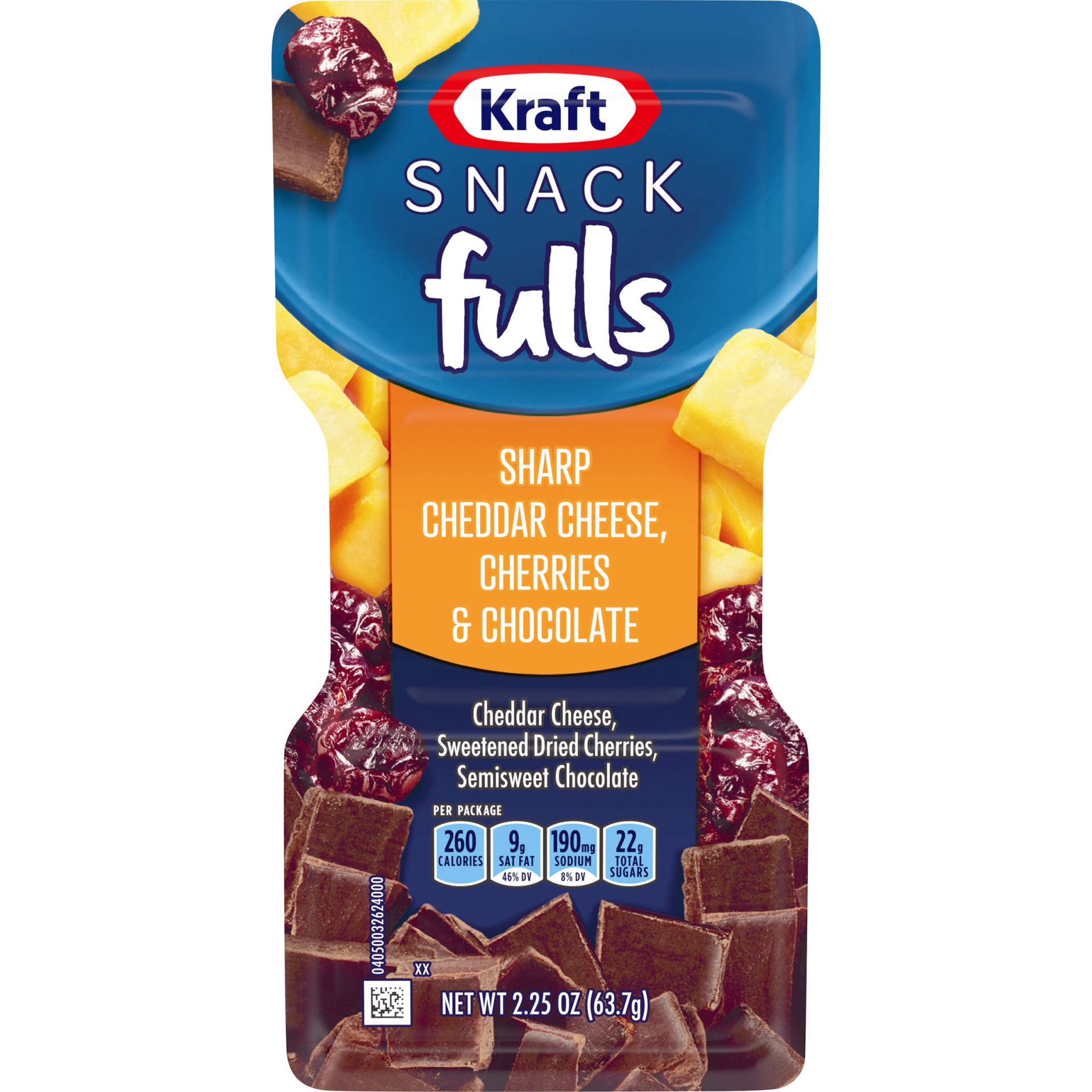 slide 1 of 1, Kraft Trios SnackFulls Sharp Cheddar Cheese, Dried Cherries & Chocolate Snack Pack Tray, 2.25 oz