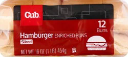 Cub Buns, Hamburger, Enriched, Sliced, 12 Each